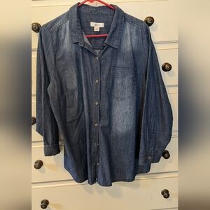 CJ Banks NWOT Denim Shirt. Size 1X